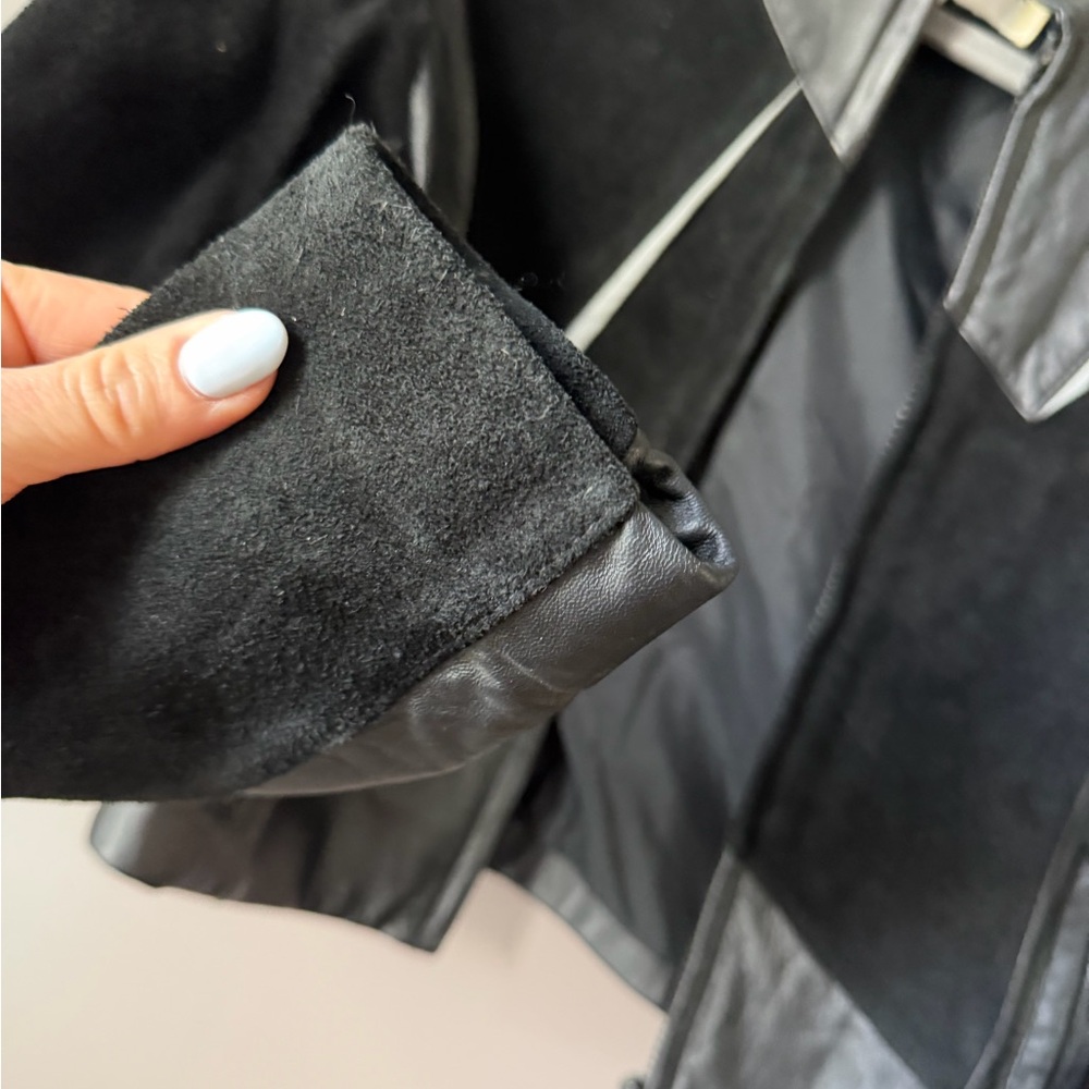 Wilsons Vintage Leather and Suede Black and Gray Women's Moto Jacket - Picture 8 of 9